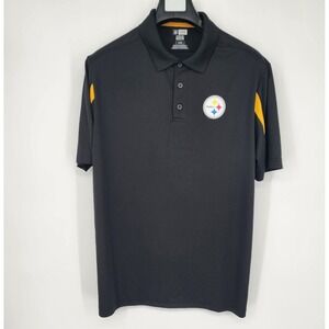 Pittsburgh Steelers Polo Shirt Men's Large Black‎ TX3 Cool NFL Team Apparel EUC